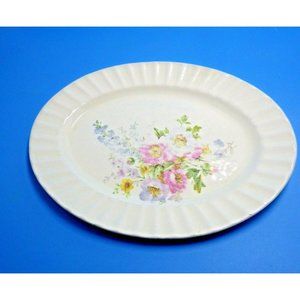 Edwin Knowles Oval serving platter fluted rim Spring Bouquet Vintage USA 1930